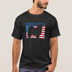 American Flag American Eskimo for Dog T-Shirt