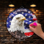 American Flag and Bald Eagle Family Party Dartboard<br><div class="desc">Illuminate your family gatherings with this American Flag and Bald Eagle Family Party Dart Board, curated with affection by Mylini Design. This unique product etches your home with the picturesque essence of the national bird in harmony with the American flag. Its rich colour palette emulates pride, freedom, and unity, making...</div>