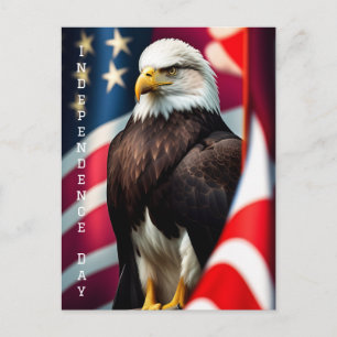 American Flag and Bald Eagle Independence Day Postcard