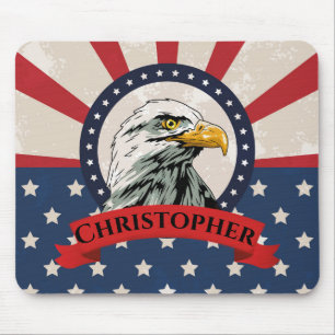 American Flag and Bald Eagle Mouse Mat