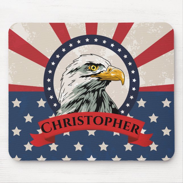 American Flag and Bald Eagle Mouse Mat (Front)