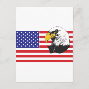 American Flag and Bald Eagle Postcard