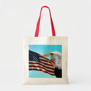 American Flag and Bald Eagle Tote Bag