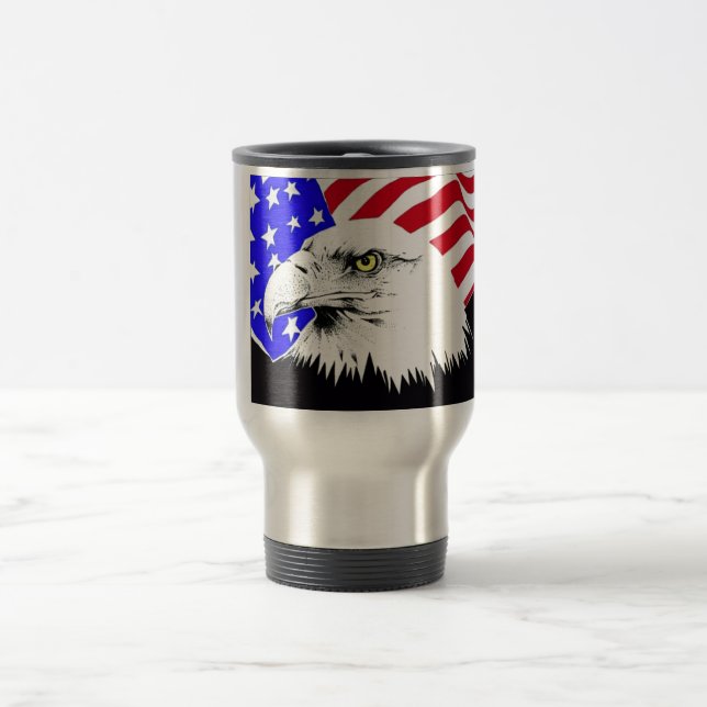 American Flag and Bald Eagle Travel Mug (Center)