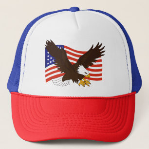 American Flag and Bald Eagle Trucker Hat