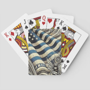 American Flag and Bee Playing Cards