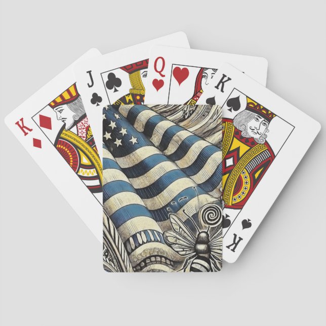 American Flag and Bee Playing Cards (Back)