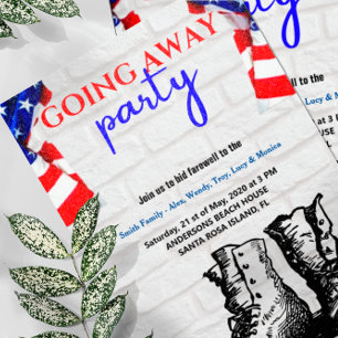 American Flag and Boots Going Away Party  Military Invitation