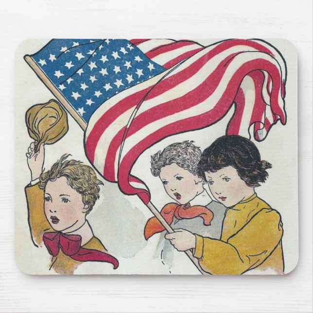American Flag and Children Mouse Mat (Front)