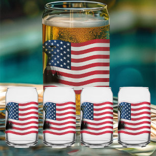 American Flag and Eagle Can Glass