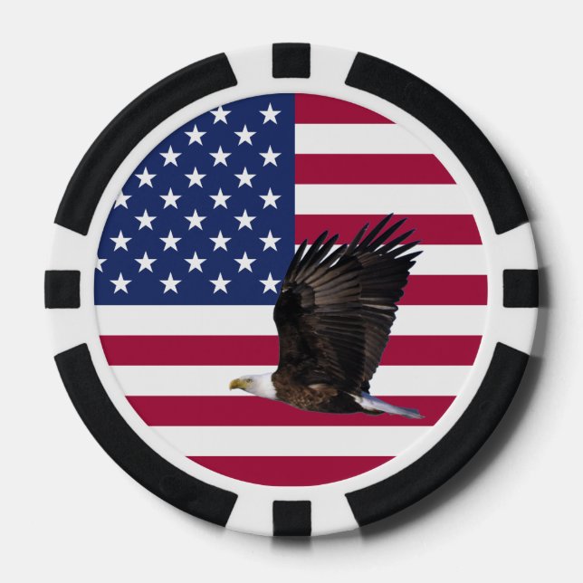 American Flag and Eagle Casino Quality Poker Chips (Front)