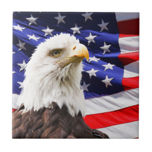 American Flag and Eagle Ceramic Tile