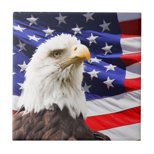 American Flag and Eagle Ceramic Tile (Front)