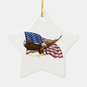 American Flag and Eagle Ceramic Tree Decoration