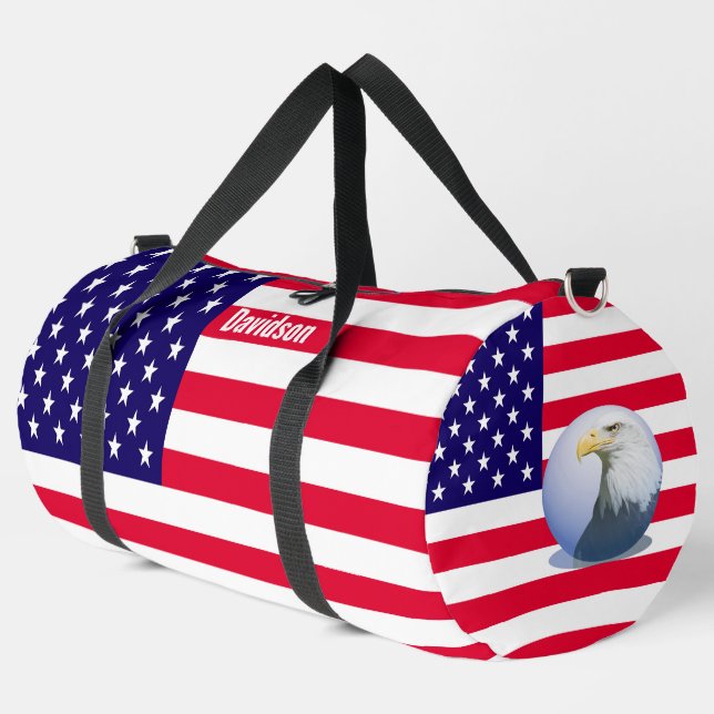 American Flag And Eagle Duffle Bag (Left Corner)