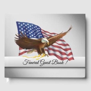 American Flag and Eagle Funeral  Guest Book
