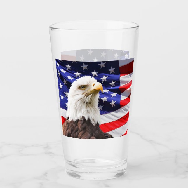 American Flag and Eagle Glass Cup (Front)