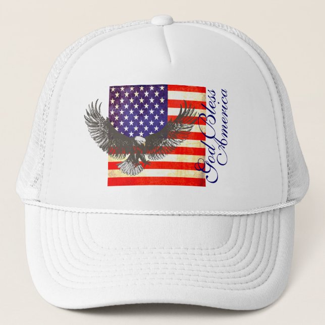 American flag and eagle god bless america hat (Front)