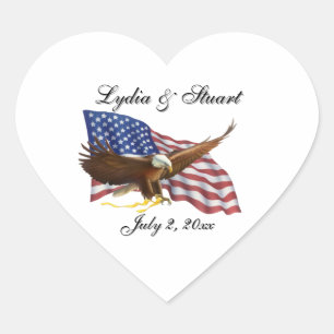 American Flag and Eagle  Heart Sticker