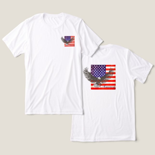 American flag and eagle line art Americana t-shirt Tri-Blend Shirt (Design Front & Back)