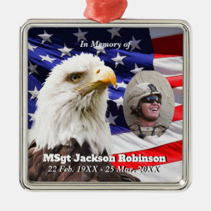 American Flag and Eagle  Metal Tree Decoration