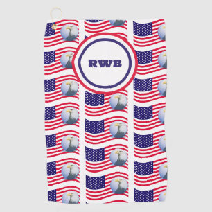 American Flag and Eagle Monogram Golf Towel