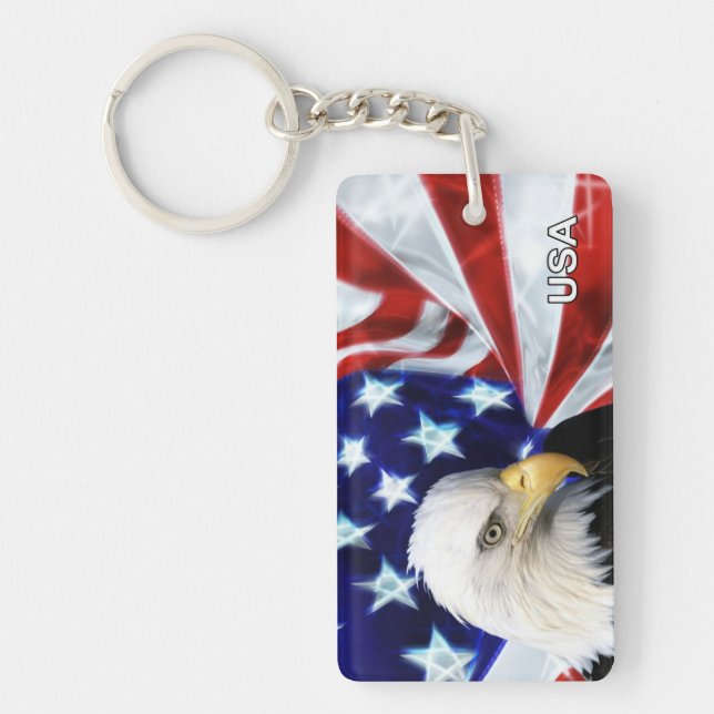 American Flag and Eagle Patriotic Key Ring (Front)