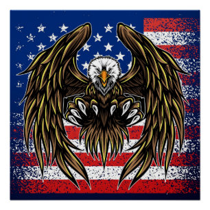 American Flag and Eagle Poster