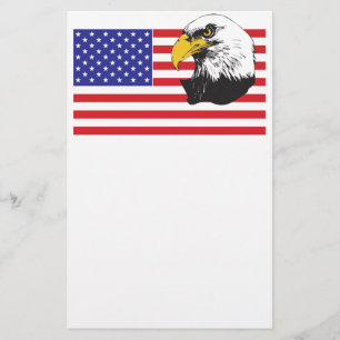American Flag and Eagle Stationery
