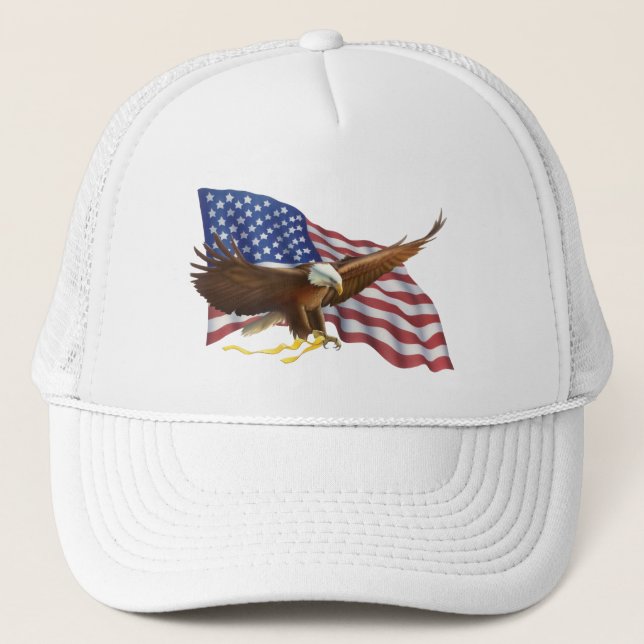 American Flag and Eagle Trucker Hat (Front)
