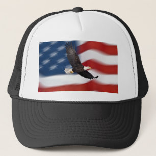 American flag and eagle trucker hat