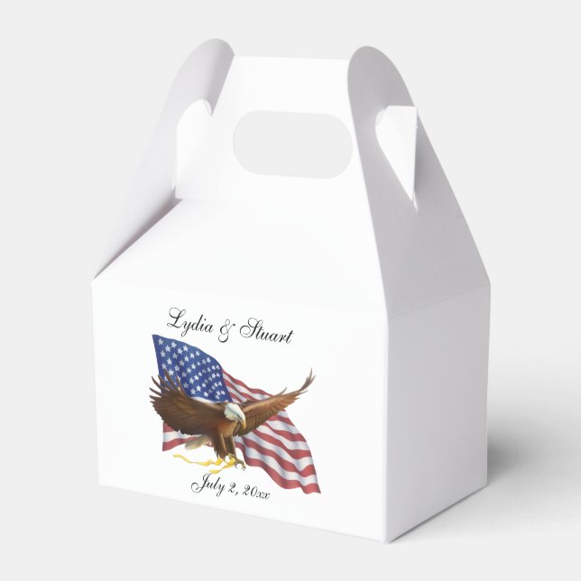 American Flag and Eagle Wedding Favour Box (Front Side)