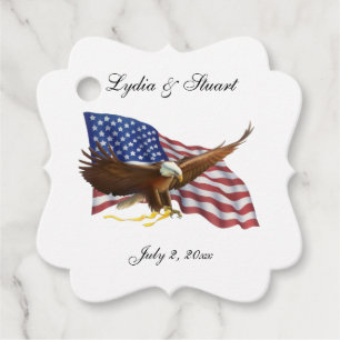 American Flag and Eagle Wedding Favour Tags