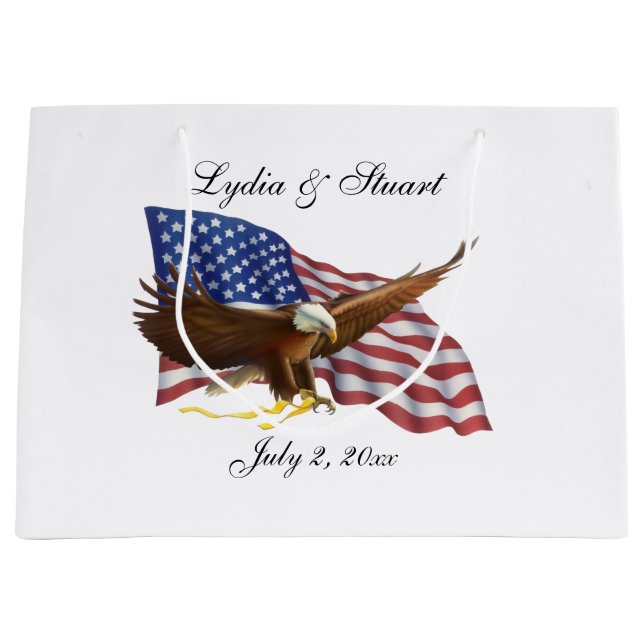 American Flag and Eagle Wedding Large Gift Bag (Front)