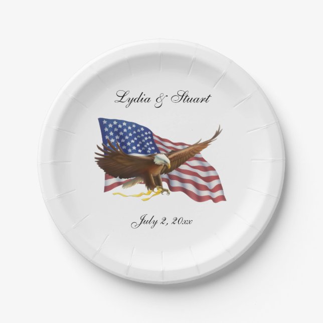 American Flag and Eagle Wedding Paper Plate (Front)