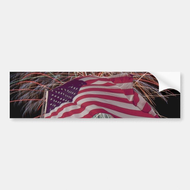 American Flag and Fireworks Bumper Sticker (Front)