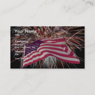 American Flag and Fireworks Business Card