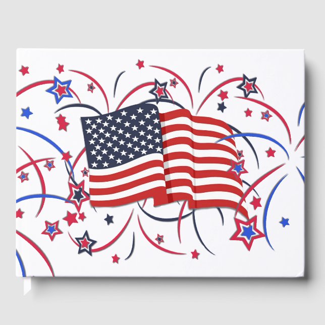 American Flag and Fireworks Gala Guest Book (Front)