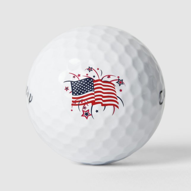 American Flag and Fireworks Golf Balls (Front)