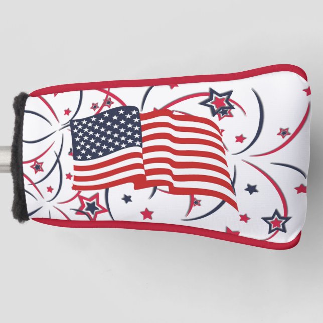 American Flag and Fireworks Golf Head Cover (Front)