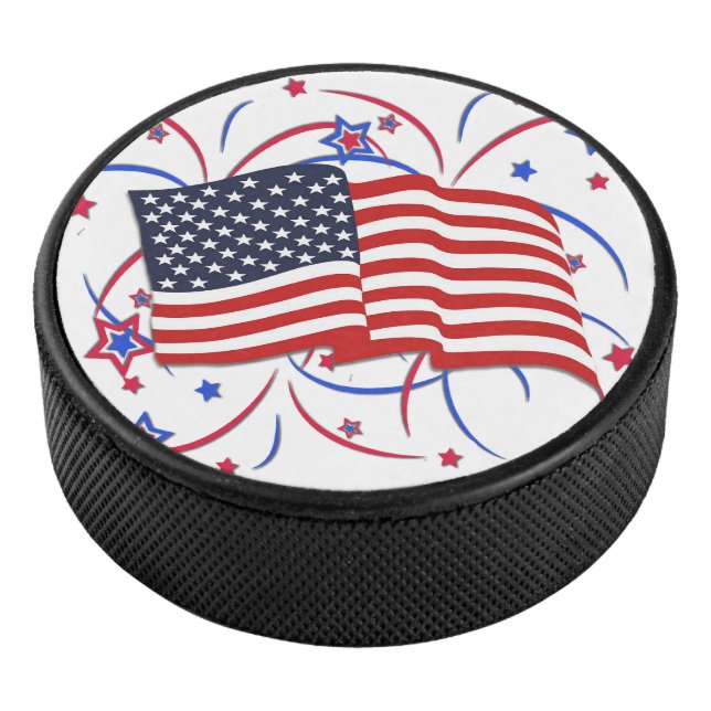 American Flag and Fireworks Hockey Puck (3/4)