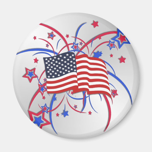 American Flag and Fireworks Magnet (Front)
