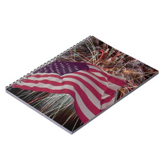 American Flag and Fireworks Notebook
