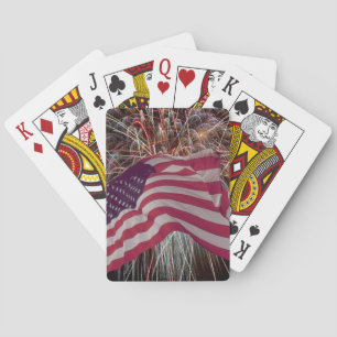 American Flag and Fireworks Playing Cards