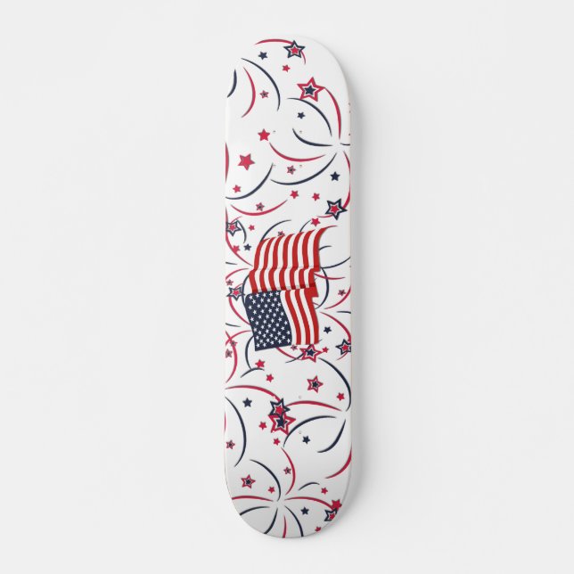 American Flag and Fireworks Skateboard (Front)
