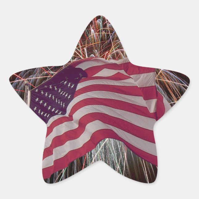 American Flag and Fireworks Star Sticker (Front)