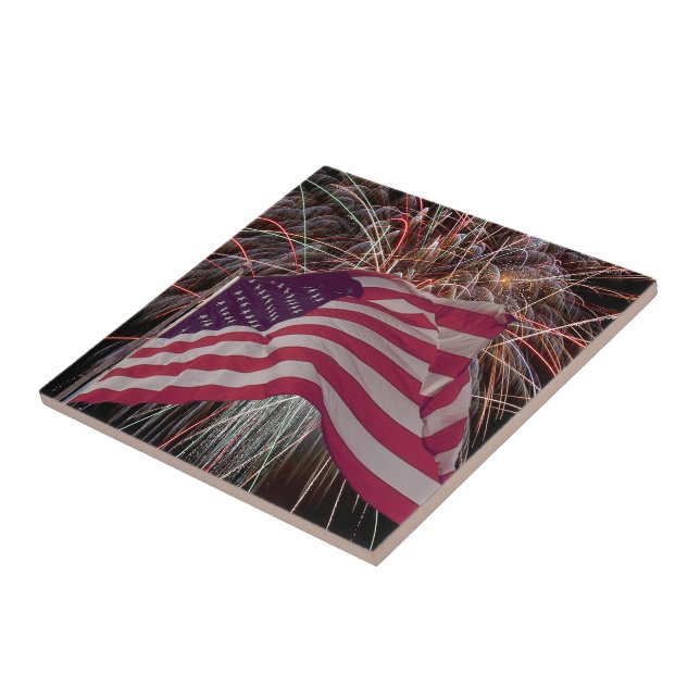 American Flag and Fireworks Tile (Side)