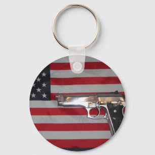 American Flag and Gun Keychain