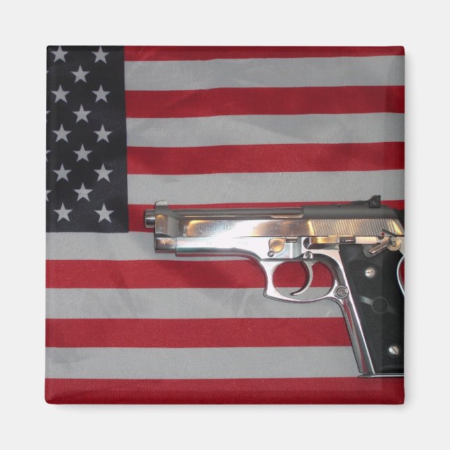 American Flag and Gun Magnet (Front)