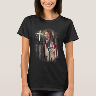 American Flag And Jesus Happy Independence Day 4th T-Shirt